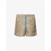 Gucci Mens Beige/ebony/mc Gg Logo-print Swim Shorts