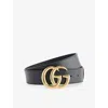 Gucci Mens Black Double G Leather Belt In Black