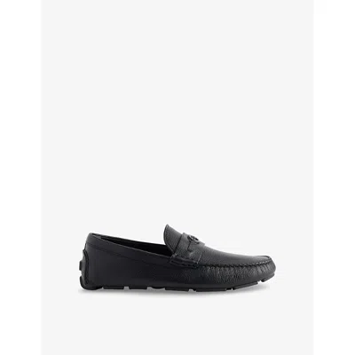 GUCCI MENS BLACK GG LEATHER DRIVER LOAFERS EUR 44 / 10 UK