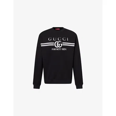 Gucci Mens Black Mc Graphic-print Crewneck Cotton Sweatshirt