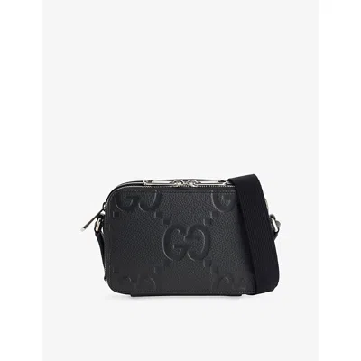 Gucci Mens Black/black/black Gg Jumbo Mini Leather Cross-body Bag
