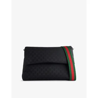 Gucci Mens Black/black/vrv Gg Medium Canvas Cross Body Bag