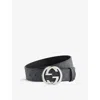 Gucci Mens  Double G Logo-print Coated-canvas Belt In Black/nero