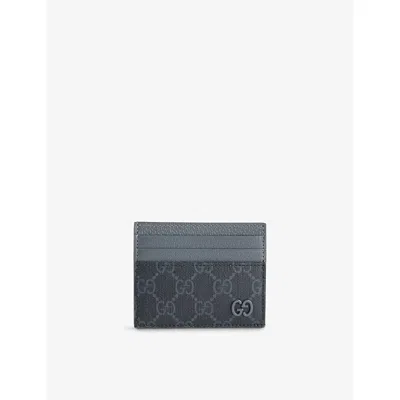 Gucci Mens Black/steel/steel Gg Supreme Canvas Card Holder