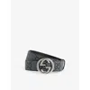 Gucci Mens  Piuma G Logo-buckle Leather Belt In Blk Graph.gr/blk