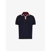 Gucci Mens Blue Navy/mix Contrast-collar Logo-embroidered Cotton-pique Polo Shirt Xl In Black