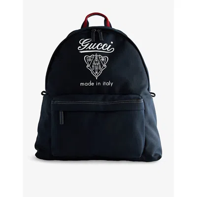 Gucci Mens  Printed Medium Canvas Backpack In Blue/blue/brb/brb/bl