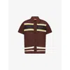 Gucci Mens Brown/multicolor Stripe-pattern Short-sleeve Knitted Cotton Polo Shirt In Burgundy