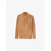 Gucci Mens  Monogram Three-patch-pockets Relaxed-fit Suede Jacket In Camel