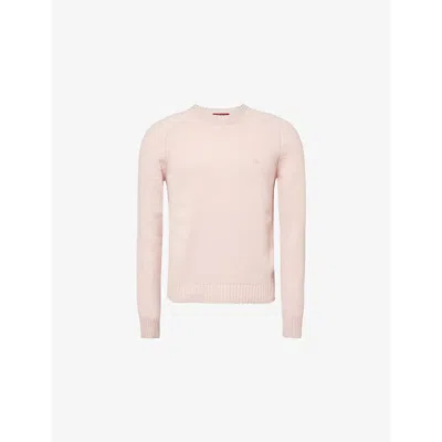 Gucci Mens Crew-neck Ribbed-trims Regular-fit Cashmere Jumper Rose Mix