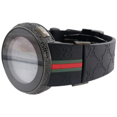 Pre-owned Gucci Mens Custom Black Full Digital I  Ya114207 Black Diamond Watch 2.50 Ct.
