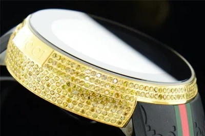 Pre-owned Gucci Mens Custom Yellow Full I  Digital Ya114207 Canary Diamond Watch 2.5 Ct