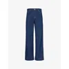 Gucci Logo Patch Straight-leg Jeans In Dark Blue Mix