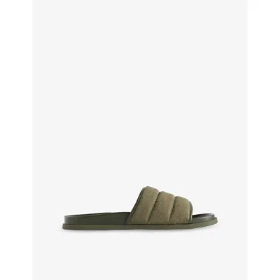 Gucci Mens Dark Olive Monogram Canvas Slides Eur 46 / 12 Uk
