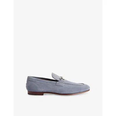 Gucci Mens  Jordaan Horsebit-embellished Suede Loafers In Foggy Grey