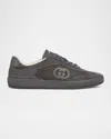 Gucci Mens G74 Tonal Canvas And Suede Sneakers In Gray