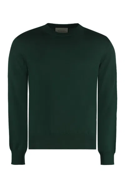 Gucci Mens Green Crew-neck Wool Sweater For Ss24