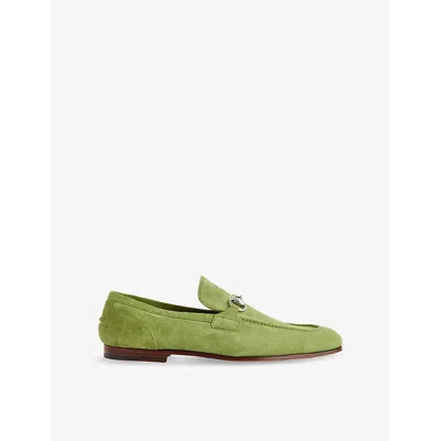 Gucci Mens  Jordaan Horsebit-embellished Suede Loafers In Green Seasalt