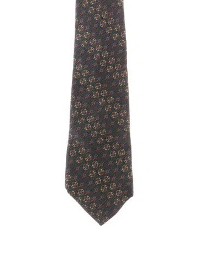 Pre-owned Gucci Mens Green Silk  Suiting Tie