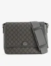 Gucci Mens Grey Blk/gr Gre Monogram-pattern Coated Canvas Cross-body Bag In Grey Blk/gr Gre