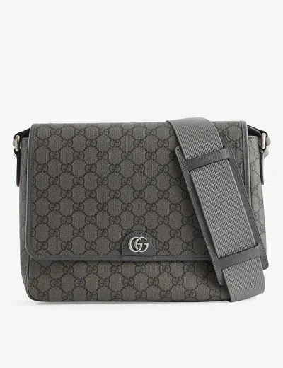 Gucci Mens Grey Blk/gr Gre Monogram-pattern Coated Canvas Cross-body Bag