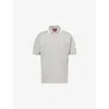 Gucci Mens Grey Melange Logo-embroidered Stripe-collar Cotton-pique Polo Shirt Xl In White