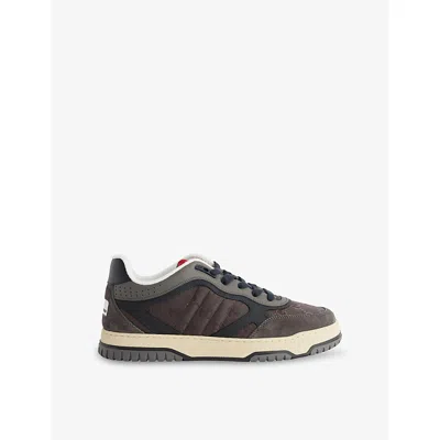 Gucci Mens Grigio Re-web Leather And Mesh Low-top Trainers Eur 44 / 10 Uk In Gray