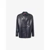 Gucci Mens Blu Navy Embossed Monogram-pattern Long-sleeve Faux-leather Shirt In Black