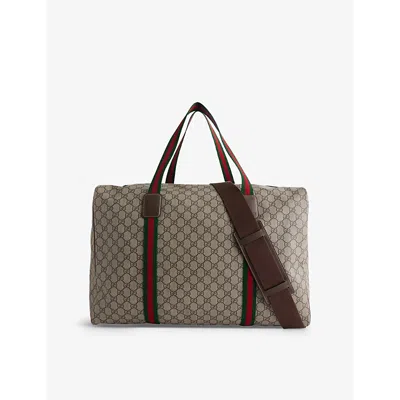 Gucci Large Gg Supreme Leather Holdall In B.eb/n.ace/vrv/n.ace