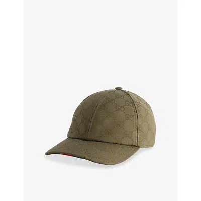 Gucci Mens Olive/dark Green Gg Monogram-print Canvas Cap