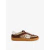 Gucci Men G75 Low-top Supreme Gg Fabric And Suede Sneakers In Fondente Brown