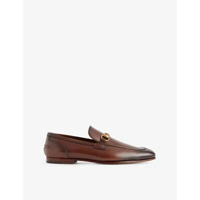 Gucci Jordaan Horsebit Leather Loafers In Fondente
