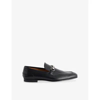 Gucci Mens Black Jordaan Leather Loafers Eur 42 / 8 Uk