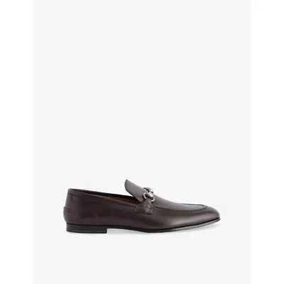 GUCCI MENS DARK BRODEAUX JORDAAN LEATHER LOAFERS EUR 42 / 8 UK