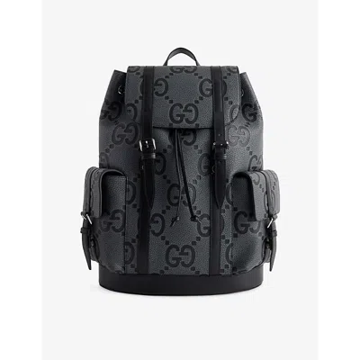 Gucci Mens  Jumbo Gg-monogram Leather Backpack In Blk Graph.gr/blk/blk