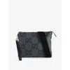 Gucci Mens  Jumbo Gg-monogram Leather Pouuch In Blk Graph.gr/blk/blk