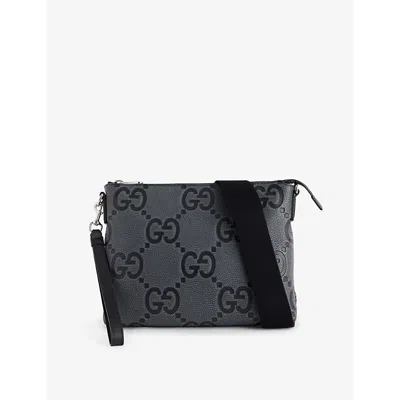 Gucci Mens  Jumbo Gg-monogram Leather Pouuch In Blk Graph.gr/blk/blk