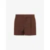 Gucci Mens  Logo-embossed Tailored Wool-twill Shorts In Chocolate