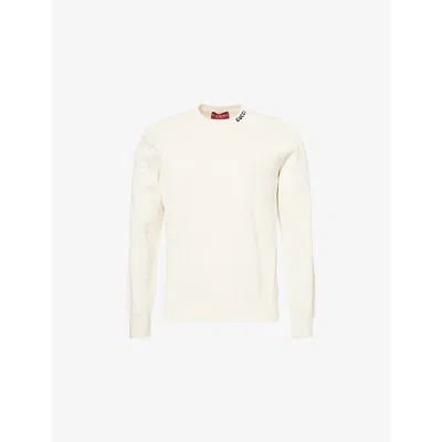 Gucci Mens  Logo-embroidered Crew-neck Silk And Cotton-blend Jumper In White Blue
