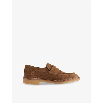 Gucci Mens Nocciola Monogram Flat Suede Moccasins Eur 45 / 11 Uk