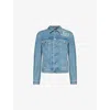 Gucci Light Blue Jacket With Gg Logo Print On The Front In Denim Man In Blue Ivory