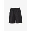Gucci Mens  Monogram-print Cotton And Silk-blend Shorts In Black