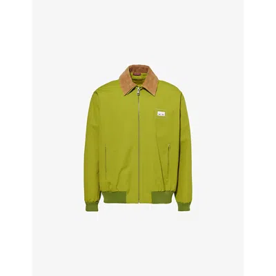 Gucci Mens Pointed-collar Monogram Cotton-canvas Jacket Fickle Pickle