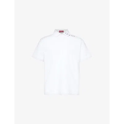 Gucci Mens Regular-fit Brand-print Cotton-pique Polo Shirt White Mc