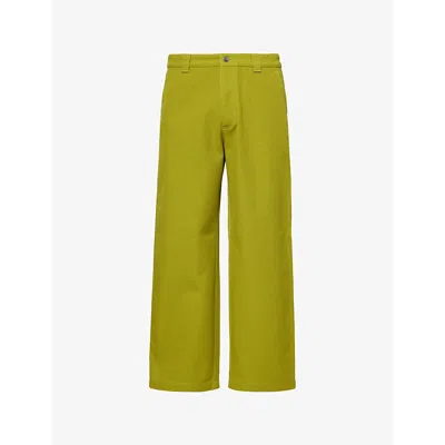 Gucci Mens Regular-fit Monogram Cotton-canvas Trousers Fickle Pickle