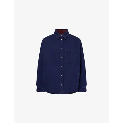 GUCCI MENS BLUE/MIX REVERSIBLE OVERSIZED DENIM SHIRT
