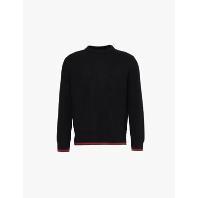 GUCCI MENS BLACK GREEN RED WEB-STRIPE WOOL AND CASHMERE-BLEND KNIT JUMPER