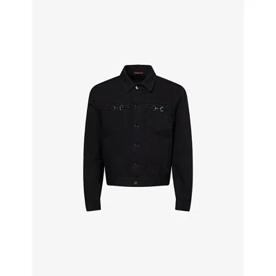 Gucci Mens Black/mix Horsebit-buckle Long-sleeve Denim Jacket In Multi