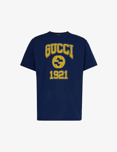 GUCCI GUCCI MEN'S INCHIOSTRO/MC LOGO-PRINT CREWNECK COTTON-JERSEY T-SHIRT