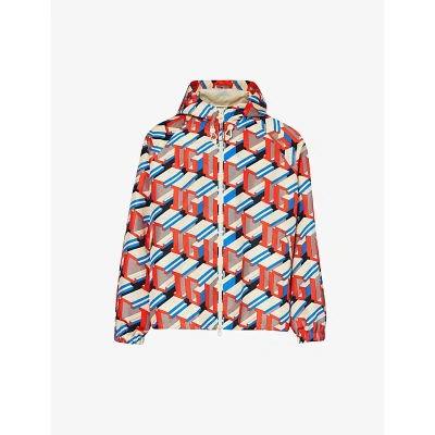 Gucci Brand-pattern Relaxed-fit Shell Jacket In Ivory/red/mc